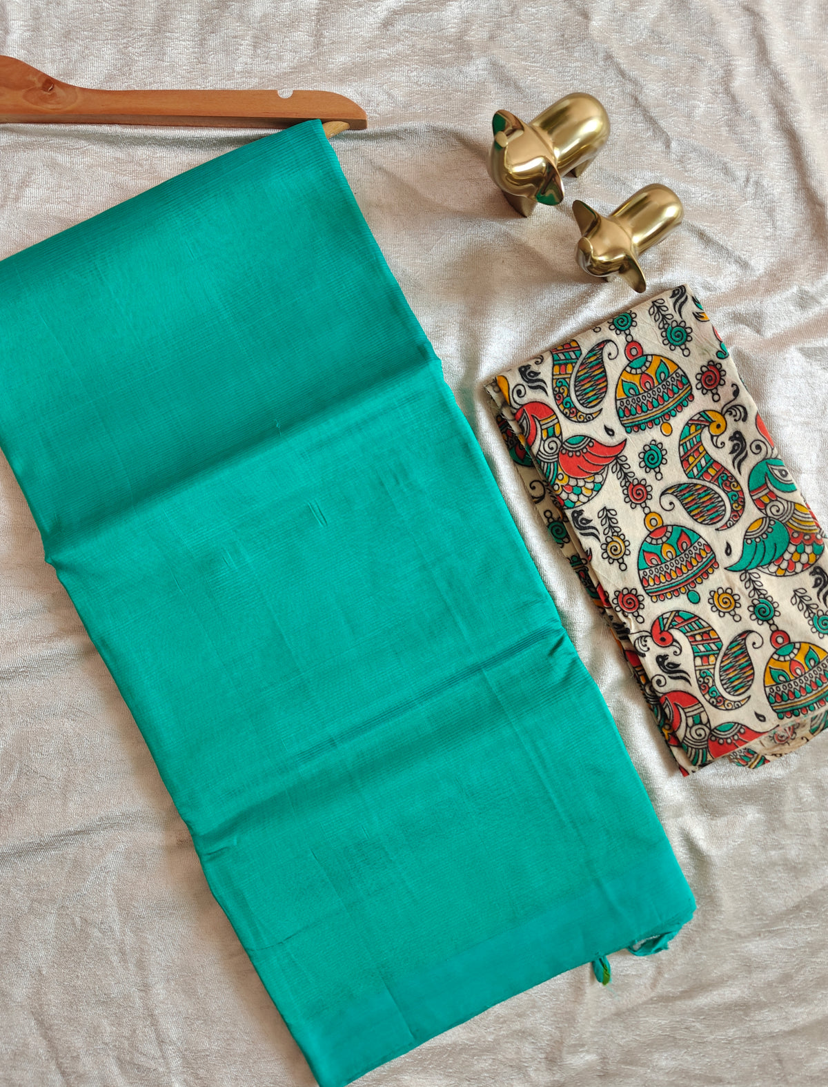 Handwoven Mangalagiri Plain Pattu Saree - Sea Green