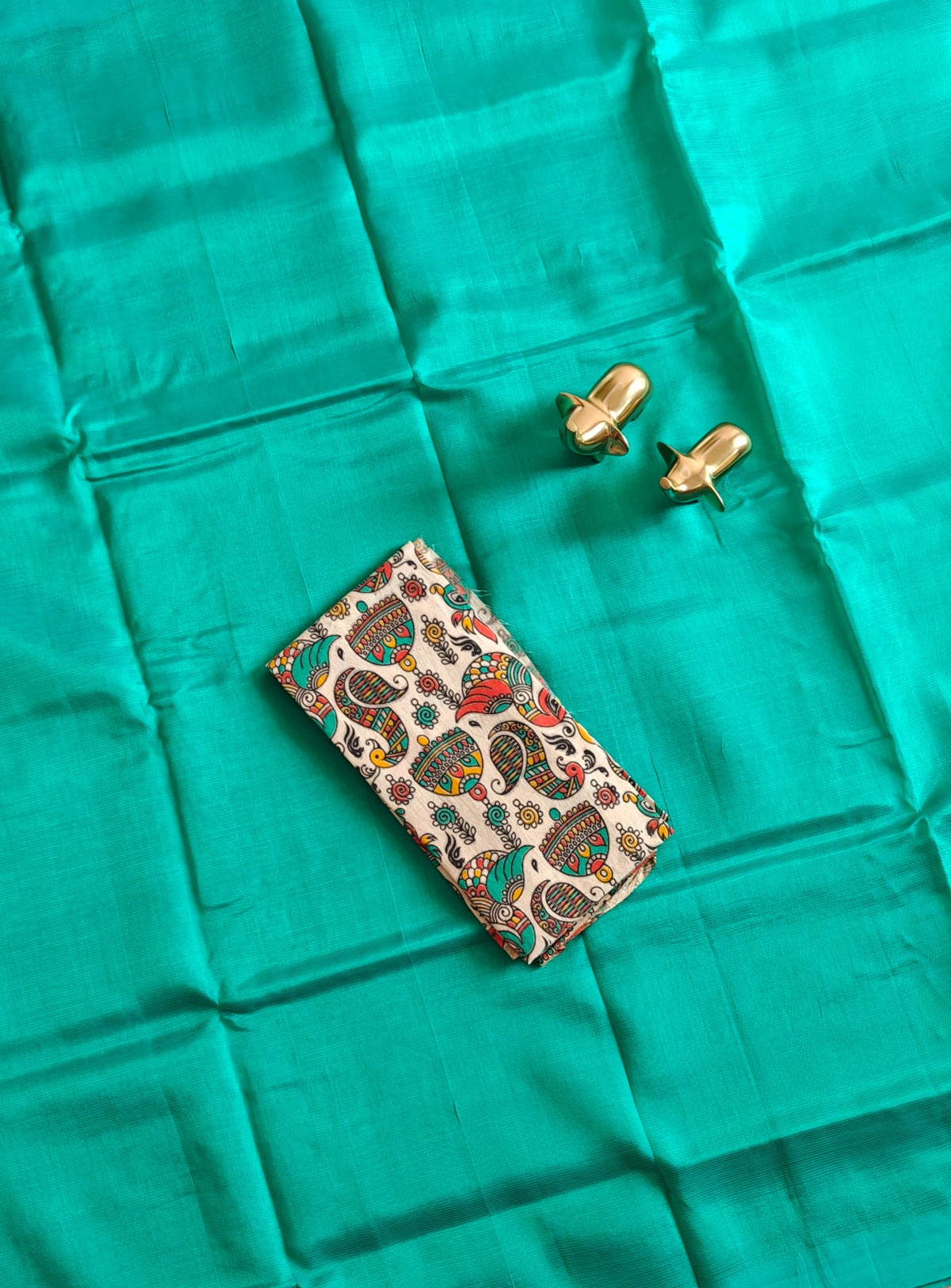 Handwoven Mangalagiri Plain Pattu Saree - Sea Green