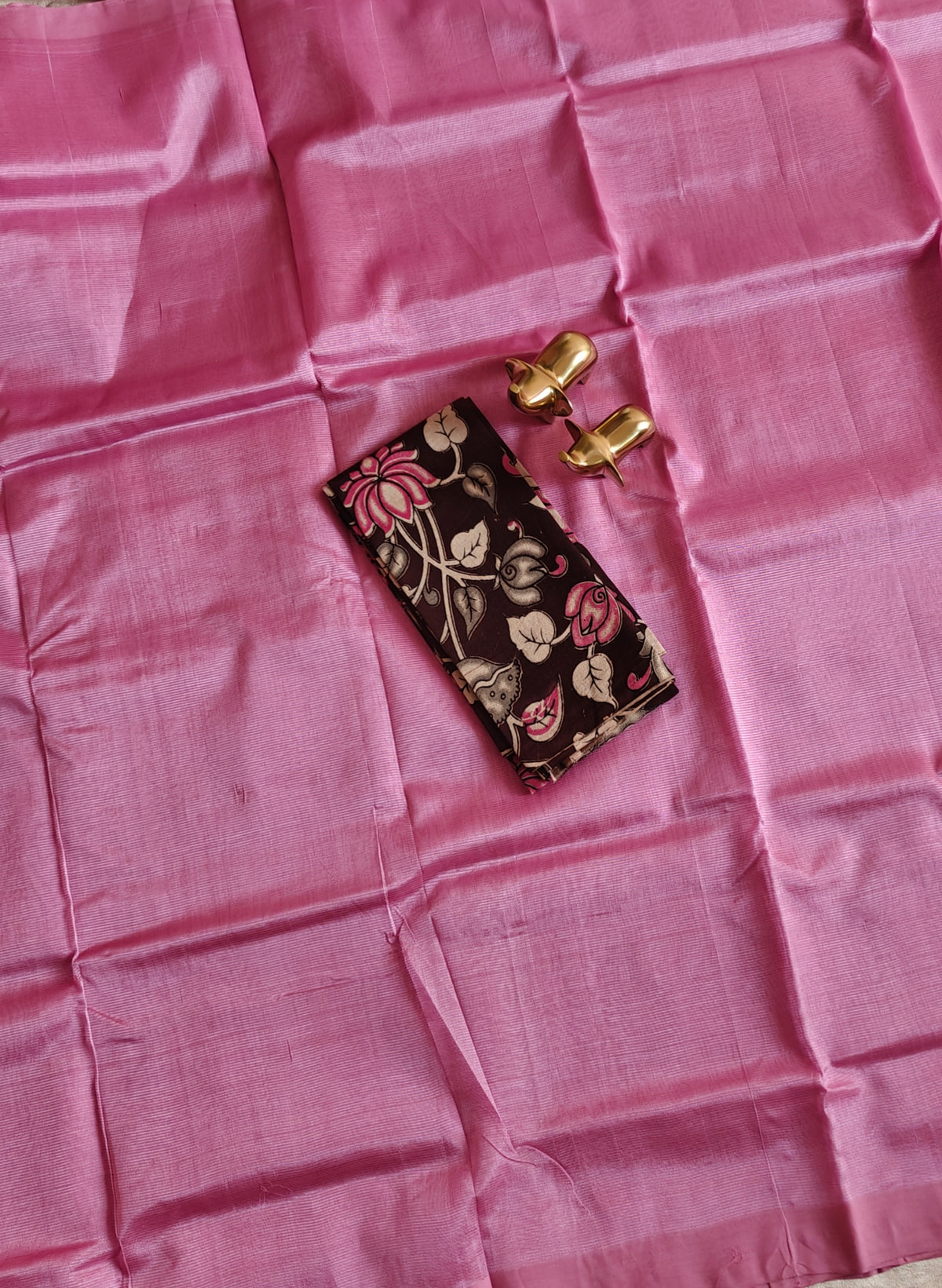 Handwoven Mangalagiri Plain Pattu Saree - Pink