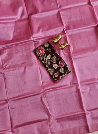 Handwoven Mangalagiri Plain Pattu Saree - Pink