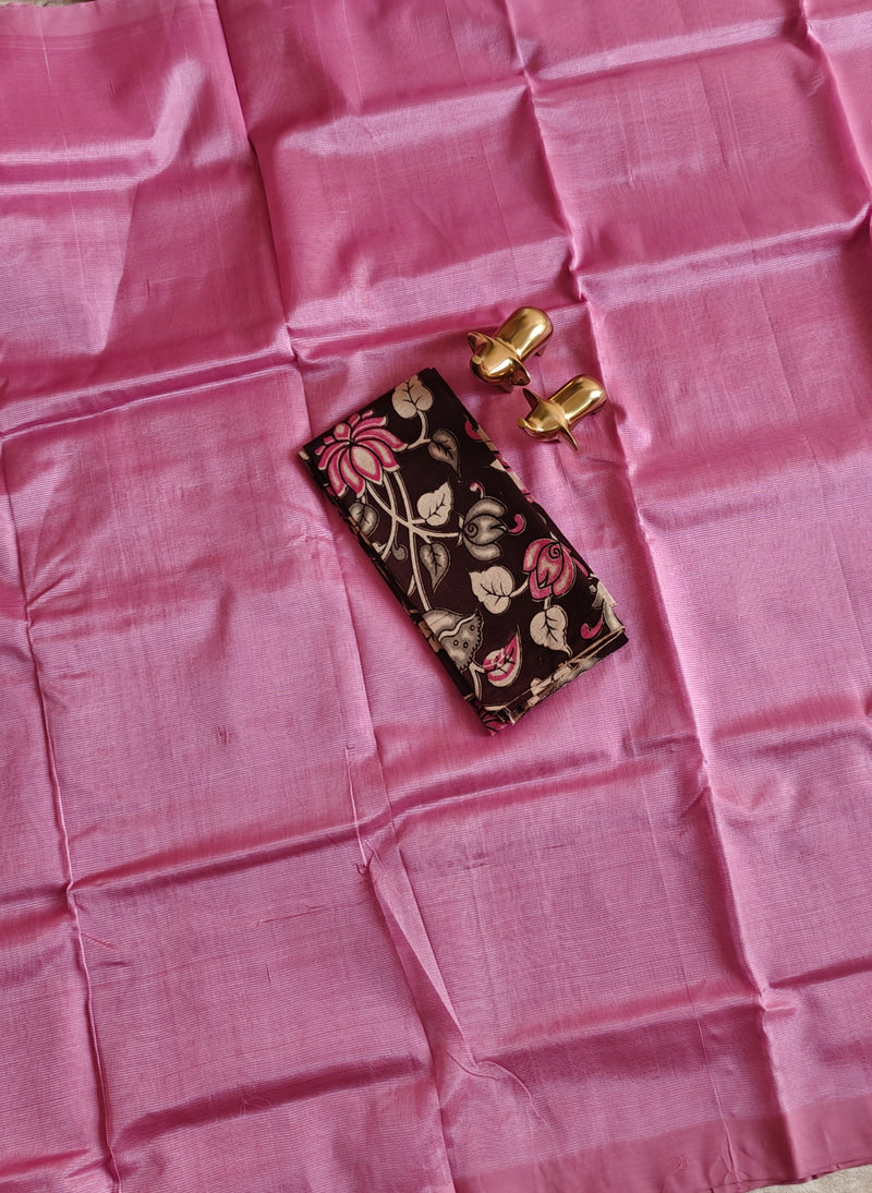 Handwoven Mangalagiri Plain Pattu Saree - Pink