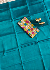 Handwoven Mangalagiri Plain Pattu Saree - Peacock Green
