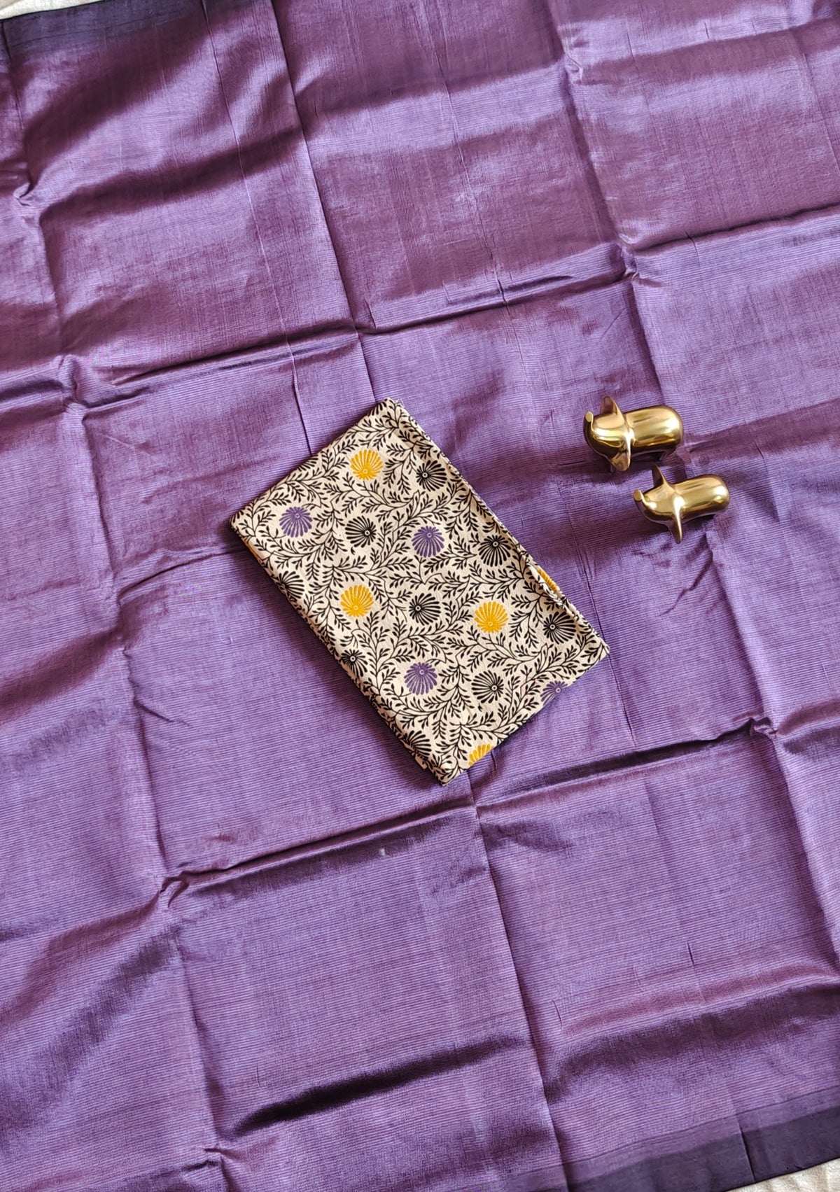 Handwoven Mangalagiri Plain Pattu Saree - Dark Lavender