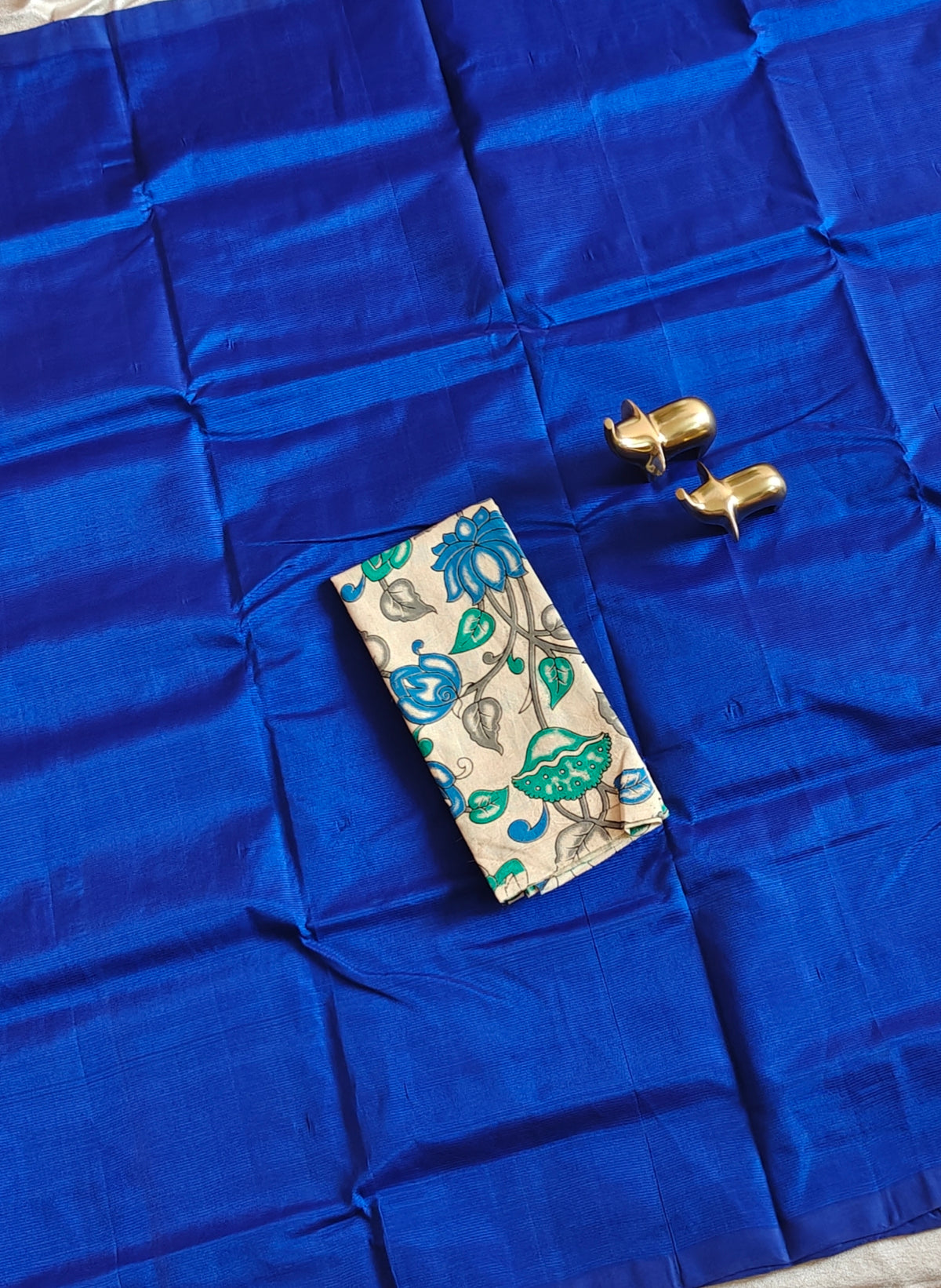 Handwoven Mangalagiri Plain Pattu Saree - Blue