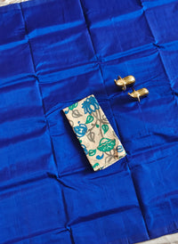 Handwoven Mangalagiri Plain Pattu Saree - Blue