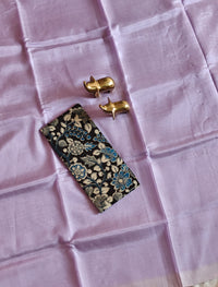 Handwoven Mangalagiri Plain Pattu Saree - Lavender