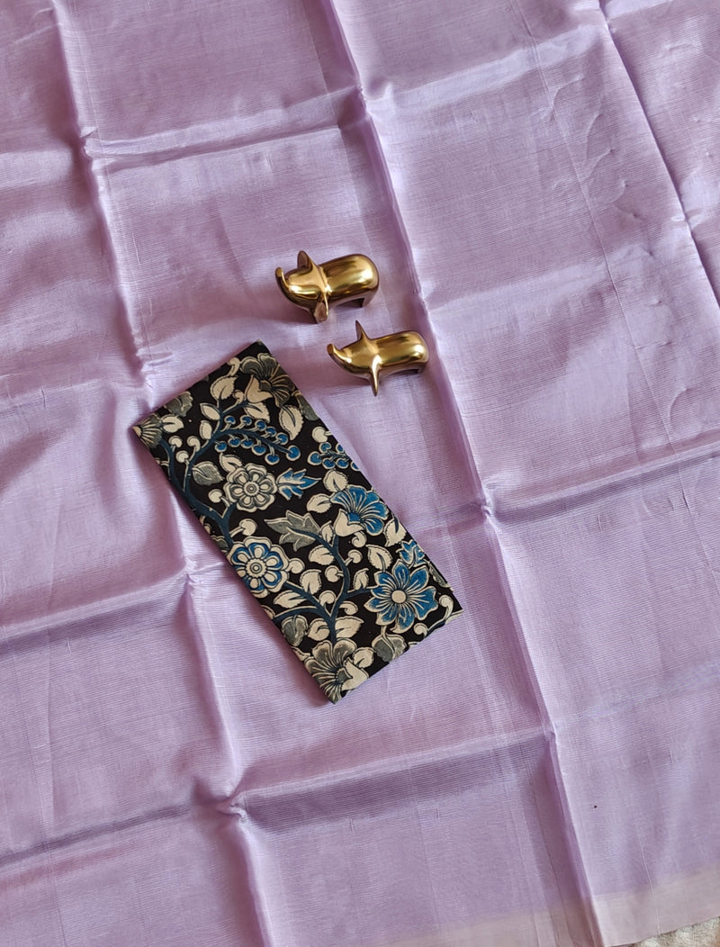 Handwoven Mangalagiri Plain Pattu Saree - Lavender