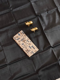 Handwoven Mangalagiri Plain Pattu Saree - Black
