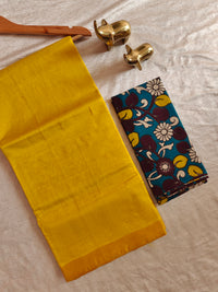 Handwoven Mangalagiri Plain Pattu Saree - Mango Yellow