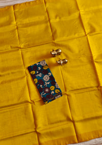 Handwoven Mangalagiri Plain Pattu Saree - Mango Yellow