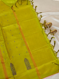 Chinnalampattu Saree - Peach with Green