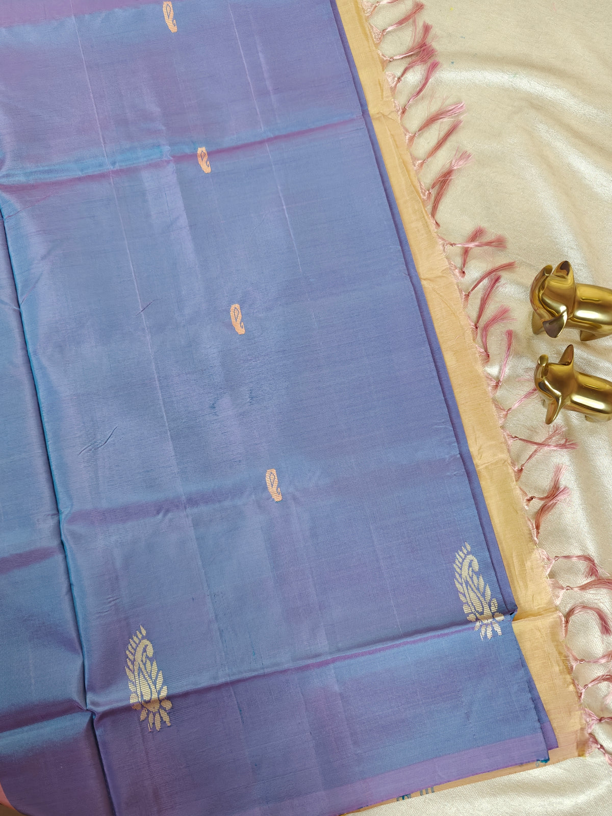 Chinnalampattu Saree - Blue with Sandel