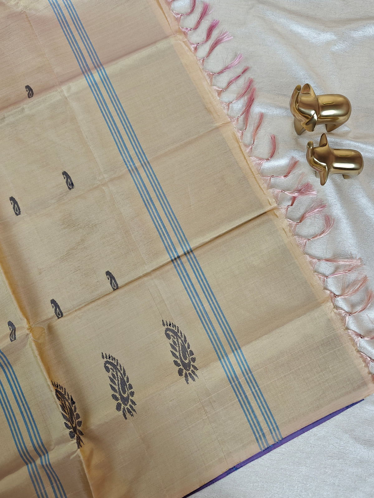 Chinnalampattu Saree - Blue with Sandel