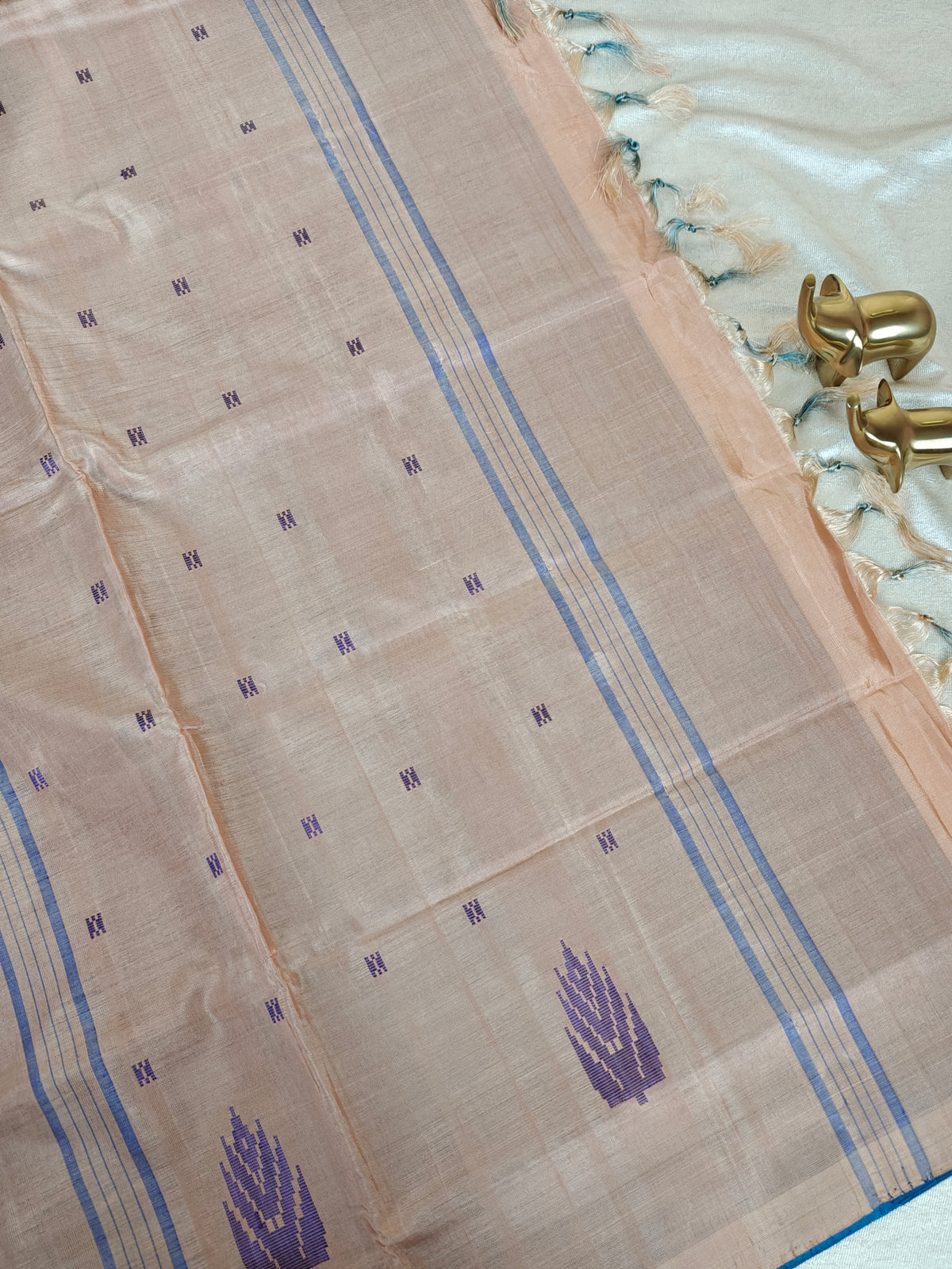 Chinnalampattu Saree - Blue with Beige