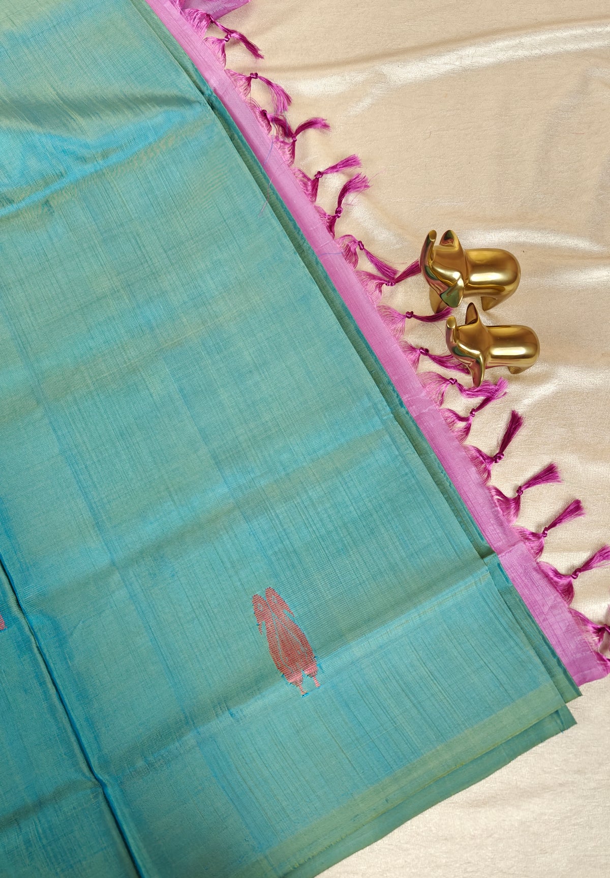 Chinnalampattu Saree - Blueish Green with Lavender