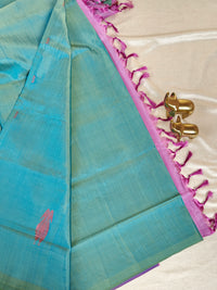 Chinnalampattu Saree - Blueish Green with Lavender