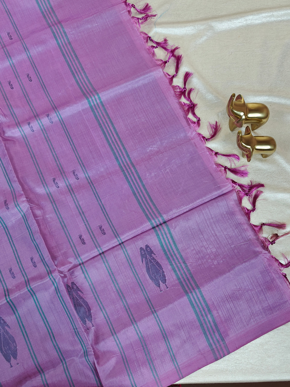 Chinnalampattu Saree - Blueish Green with Lavender
