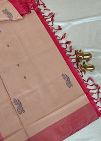 Chinnalampattu Saree - Cream with Dark Red