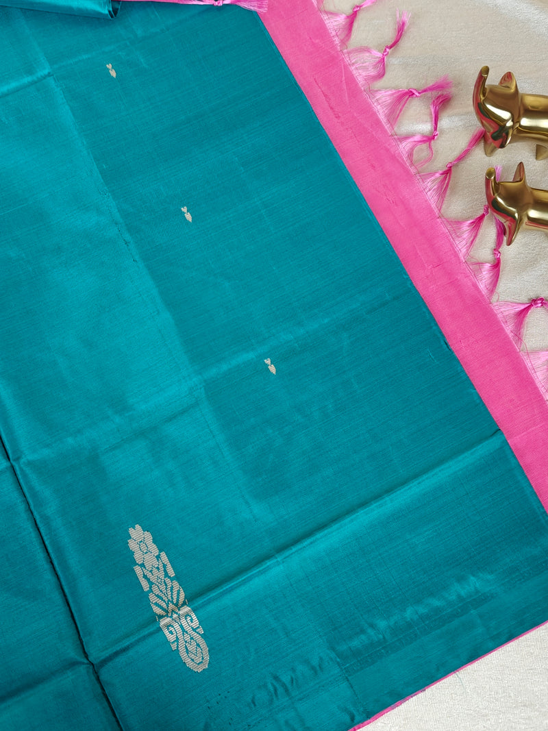 Chinnalampattu Saree - Sea Green with Pink