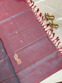 Chinnalampattu Saree - Peach with Maroon