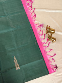 Chinnalampattu Saree - Green with Pink