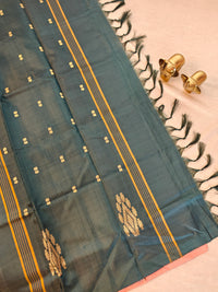 Chinnalampattu Saree - Peach with Peacock Green