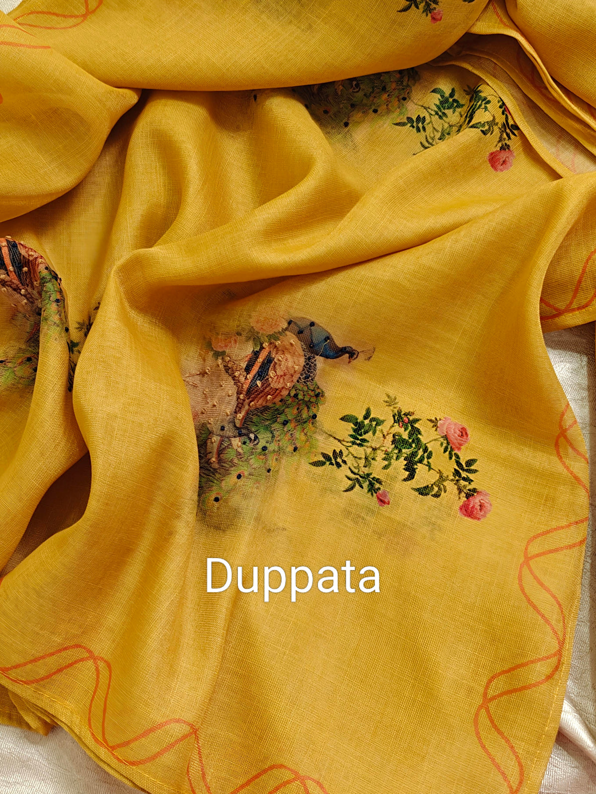 Soft Linen Tissue Unstitched Salwar - Yellow