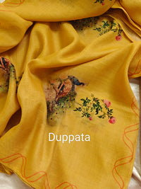 Soft Linen Tissue Unstitched Salwar - Yellow