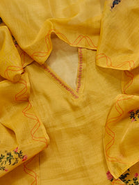 Soft Linen Tissue Unstitched Salwar - Yellow