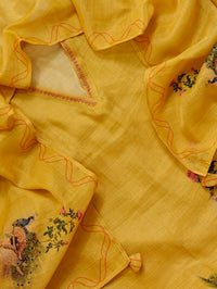 Soft Linen Tissue Unstitched Salwar - Yellow