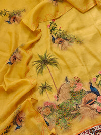 Soft Linen Tissue Unstitched Salwar - Yellow