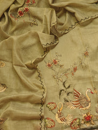Soft Linen Tissue Unstitched Salwar - Green