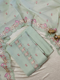 Semi Tussar Kota Unstitched Salwar - Pastel Green