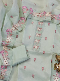 Semi Tussar Kota Unstitched Salwar - Pastel Green