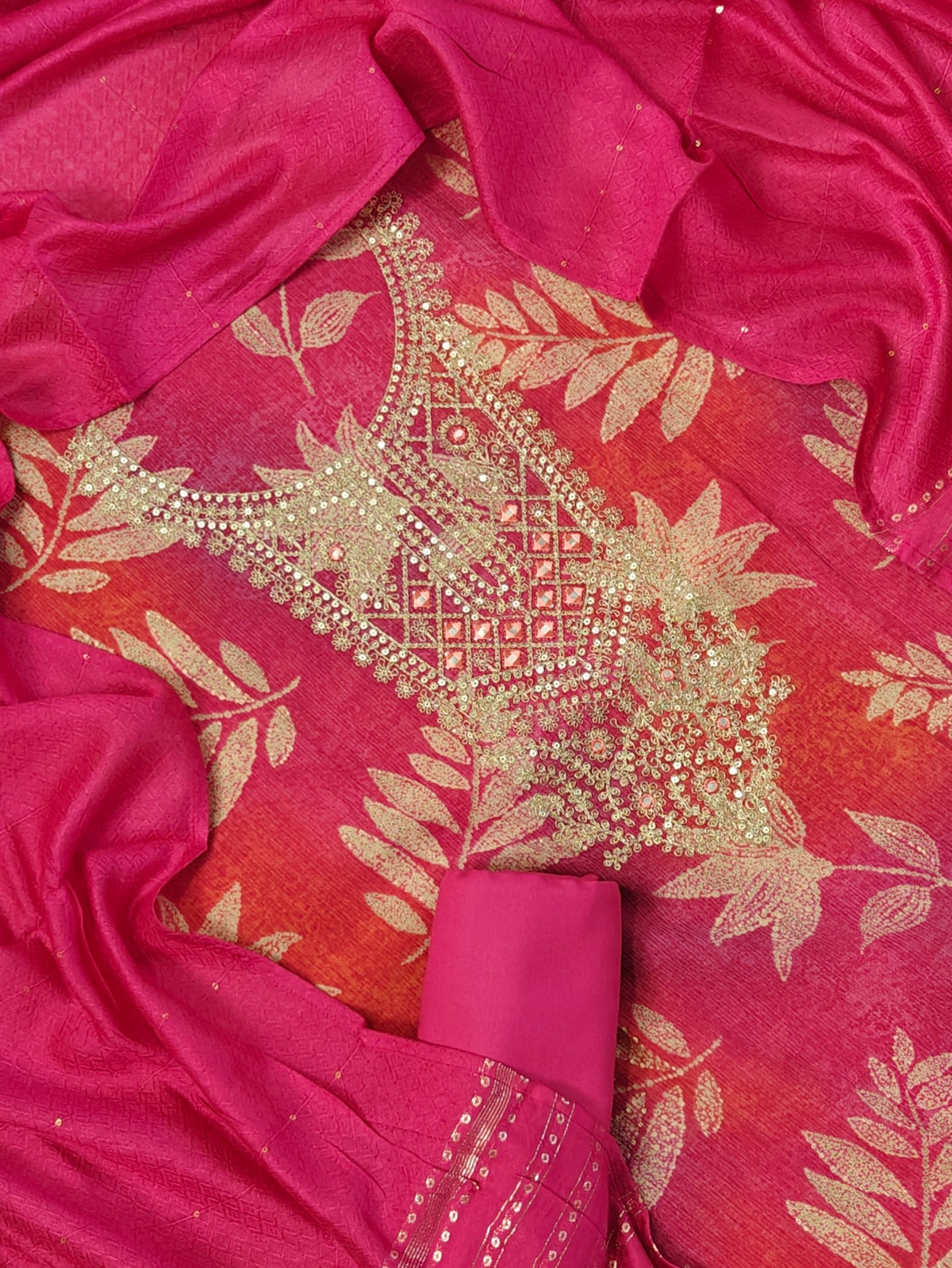 Soft Silky Unstitched Salwar - Multi Pink