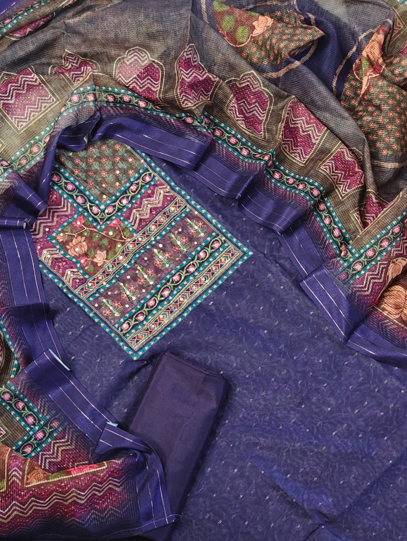 Chanderi Unstitched Salwar - Purple