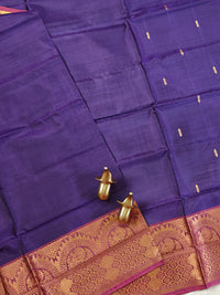 Chinnalampattu Border - Dark Violet with Peachish Pink