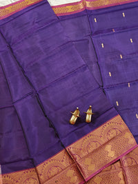 Chinnalampattu Border - Dark Violet with Peachish Pink