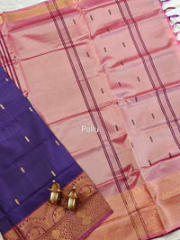 Chinnalampattu Border - Dark Violet with Peachish Pink