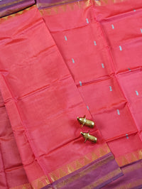 Chinnalampattu Border - Coral Pink with Blue
