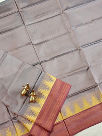 Chinnalampattu Border - Metallic Grey with Maroon