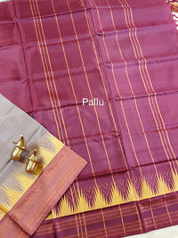 Chinnalampattu Border - Metallic Grey with Maroon
