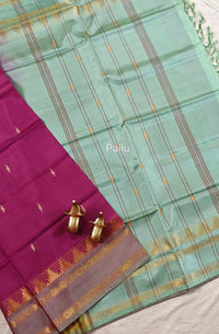 Chinnalampattu Border - Magenta Pink with Pastel Green