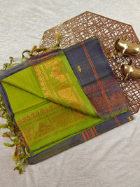 Chinnalampattu Border - Green with Dual Shade of Greenish Grey