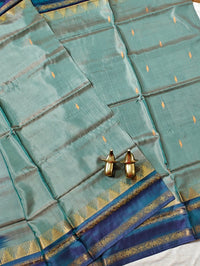 Chinnalampattu Border - Sea Green with Blue