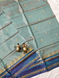 Chinnalampattu Border - Sea Green with Blue