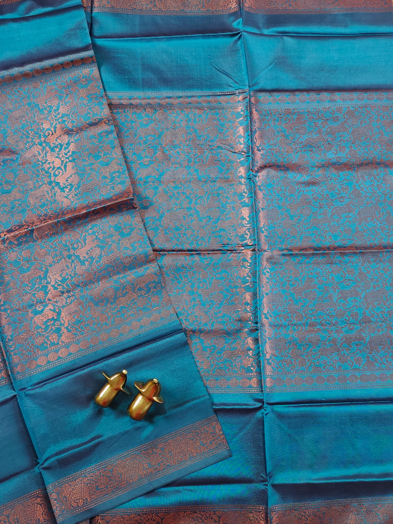 Chinnalampattu Vanasingaram Pattern - Peacock Blue