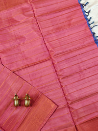 Chinnalampattu Border - Peachish Pink with Blue