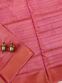 Chinnalampattu Border - Peachish Pink with Blue