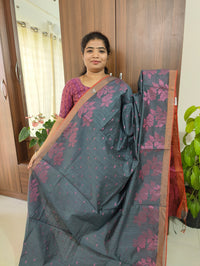 Fancy Silk Cotton - Grey with Brown